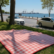 Ayrex Pinterest Piknik Örtüsü 200x150 Cm Su Geçirmez Çift Katlı Kamp Ve Plaj Örtüsü Kırmızı Genel