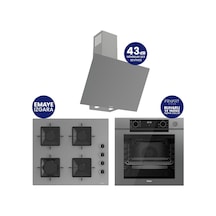 Ferre Steamart-Fryart-Silentart Serisi Gri Set QEP64CPR+SS208+D079-SA Emaye Izgara