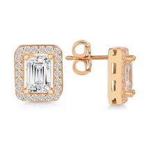 Gümüş Rose Beyaz Baget Taşlı Çivili Kadın Küpe