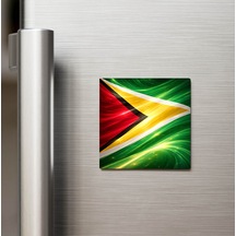 Guyana Guyana Abstract Ülke Bayraklı Buzdolap Magneti - 9x9 Cm