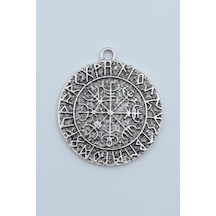 Vegvisir Viking Pusulası Gümüş Kaplama Kolye Ucu Kod 1527 Gümüş