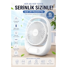 Şarjlı Led Masaüstü Fan 1800 Mah 3 Kademeli Taşınabilir Mini Auhma Masa Vantilatör Type-c Şarjlı 180 Dönebilen Başlık