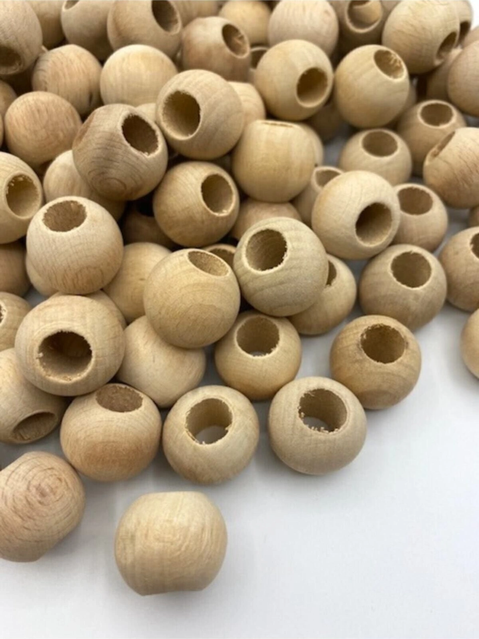 Ahşap Boncuk, 22 Mm Ham Ahşap Tahta Boncuk - 15 Adet