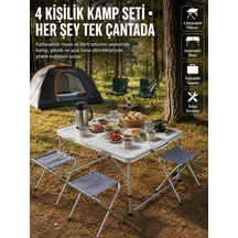 Lb Katlanabilir Kamp Masası Ve 4 Tabure Seti Taşınabilir Alüminyum Gövdeli Piknik Masası Çok Renkli