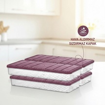 4 Adet 1 Lt. Nora Organizer Buzdolabı Buzluk Düzenleyici Saklama Kabı-mürdüm Diğer