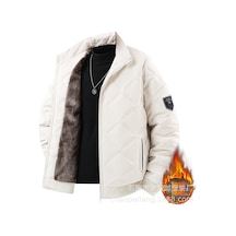 Genç Ve Orta Yaşlı Erkekler İçin Kadife Ve Pamuklu 2025 Yeni Pamuk Dolgulu Ceketler Açık Haki