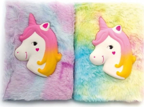 River World Defter Hatıra İçin Tasarımı Unicorn Kabartmalı Peluş Çok Renkli