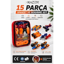Kazen 15X Parça Spanzet Bagaj Lastiği Gerdirme Halat + Kayış Seti