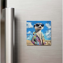 Meerkat - Mirket - Güneş Gözlüklü Style - Buzdolap Magneti - 9x9 Cm