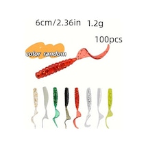 Fochsia 100 Adet 2.36 İnç Rastgele Renk Yüksek Kalite Pvc Yumuşak Solucan Yem Kuyruklu Balık Olta