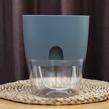 Şeffaf Plastik Çift Katmanlı Su Depolama Otomatik Su Emici Saksı, Boyut: A709 Kalibre 23.5cm Gri Şeffaf Havza