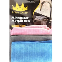 Miss Clean Mikrofiber Mutfak Temizlik Bezi 40 40 Cm Leke Tutmaz Koku Yapmaz 3 Adet Gri,mavi,pembe Diğer