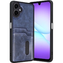 Samsung Samsung Uyumlu Galaxy A07 4g Sara Kartvizitli Deri Kılıf - Lacivert
