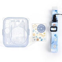 Instax Mini 13 Makine Uyumlu Mavi Simli Pleksi Kılıf