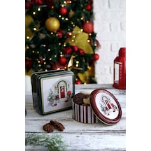 Edinburgh Haven Desenli 2'li Metal Saklama Kabı Seti, 1,9 Lt + 1,1 Lt