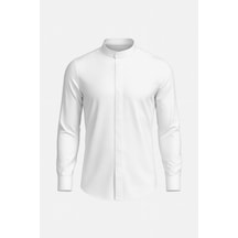 Plus Scorpion Erkek Hakim Yaka Slim Fit Gömlek Şık, Modern, Uzun Kollu, Düz Model Beyaz Plus Scorpion Erkek Hakim Yaka Slim Fit Gömlek Şık, Modern, Uzun Kollu, Düz Model Beyaz