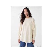 LC Waikiki Alıta Cıty Farkıyla Bej 3 İplik Düz Loose & Bol Kadın Sweatshirt Tunik Bej - 924123210 Bej