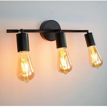 Rsylight Retro 3 Lü Siyah Metal 180 Derece Mafsallı Dekoratif Rustik Tavan Duvar Aplik Siyah