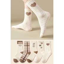 5'li Desenli Bej Lucky Desen Kadın Çorap BGK-900752-Bej-Soket