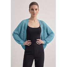 Neden Tekstil Premium Ajurlu İnce Triko Bolero Hırka - Turkuaz