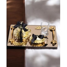 Harmony Gold Damat Kahve Fincan Tepsisi Siyah