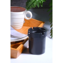 Plastik 1 Adet Koku Yapmaz Çakmaklık Hazneli Siyah Küllük Kül Tablası Kül Tabağı Plastik Siyah Yuvar