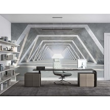 3D Duvar Kağıdı - Gri Işıklı Derin Tünel
