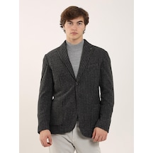 Dufy Koyu Gri Melanj Erkek Slim Fit Mono Yaka Ceket - 97184 Gri