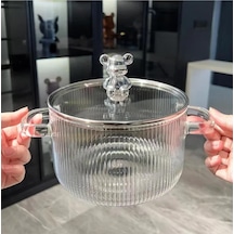 Borosilikat Cam Tencere 1700ml Isıya Dayanıklı Figürlü Kulp