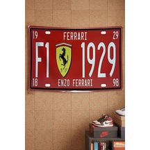 Ferrari F1 1929 Vintage Plaka Temalı Dekoratif Duvar Örtüsü Duvar Halısı Beyaz