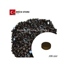 Yedek Parçalar: 100 Adet 1x1 Tile Round Yuvarlak Fayans Parçası, Koyu Kahverengi Dark Brown