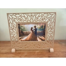 3d Baskı Yaprak Desenli Masaüstü Fotoğraf Çerçevesi Oyma Çiçek Desenli Düğün Ve Masa Numarası Çerçevesi Bej