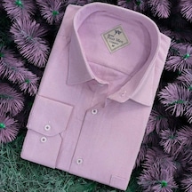 Linen Keten Klasik Uzun Kollu Terletmeyen Lila Erkek Gömlek Regular Kalıp -10153 Lila