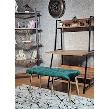 Gold Metal Siyah Oturaklı Sivriltme Ayaklı Babyface Puf & Bench & 001