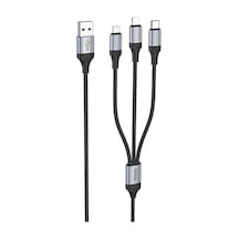 Hoco. X102 Fresh 1m 2.4a 3in1 Usb To Type-c / Lightning Ve Micro Çıkışlı Hızlı Şarj Data Kablosu - Siyah