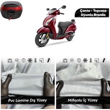 Tvs Jupıter 125 Uyumlu Motosiklet Brandası Su Geçirmez Miflonlu Topcase Çanta Uyumlu Motor Branda