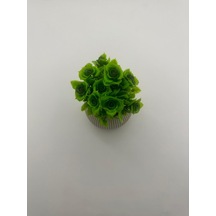 Gri Saksıda Yapay Çiçek Yeşil Gül Demeti Dekoratif Mutfak Banyo Masa Çiçeği 18 Cm - Bejsaksı