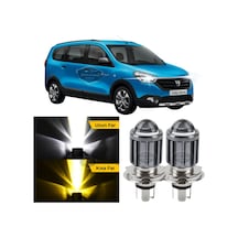 Dacia Lodgy 2012-2022 Uyumlu Mercekli Far Ampulü Led Xenon Çift Renk Sarı-beyaz Far Şimşek Etkili Led Lamba Uzun LED Far 53808960