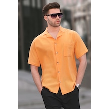 Madmext Hardal Basic Kısa Kollu Erkek Gömlek 5598 Hardal