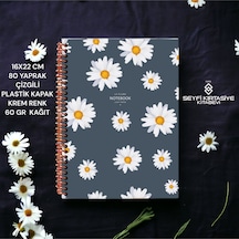 Çizgili 16x22 Cm 80 Yaprak Plastik Kapak Telli Defter Krem Renk 60 Gr Hafif Kağıt 4