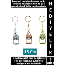 Dekoratif Hediyelik Çok İşlevli Şık İstanbul Motifli Dayanıklı Metal Şişe Açacağı Anahtarlık 2 İn 1 Çok Renkli