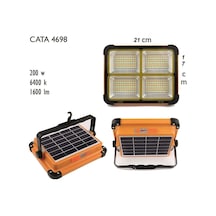 Astec Unichrome Güneş Enerjili Solar 200w Watt Led Projektör Taşınabilir Sarı Beyaz Ve Çakar Işık Lamba