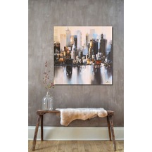 Şehir El Yapımı Yağlı Boya Tablo 95x95cm