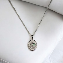 Kadın Mineli Çelik Kova Burç Kolye 796018 Gümüş