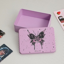 Pembe Ins Tarzı Kız Dıy El Hesabı Etiket Goo Kart Saklama Kutusu Öğrenci Masaüstü Bitirme Yıldız Kartı Depolama Demir Kutu