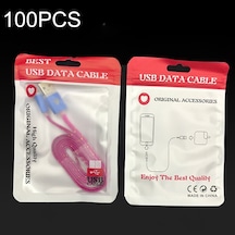 Sones 100 Adet Xc-0014 Usb Veri Kablosu Paketleme Poşetleri İnci Işıklı Fermuarlı Poşet, Boyut: 10,5x15cm Kırmızı