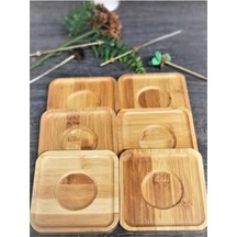 Bambu Çay Tabağı Altlığı, Kare Şekilli, Bej, Elde Yıkama Önerilen, Bulaşık Makinesi Uygun Değil, 10 X 10 Cm, 6 Parça 1