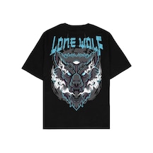 Adrift Lone Wolf Siyah Oversize Unisex T-shirt Siyah