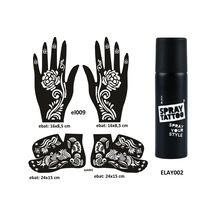 Airbrush Tattoo Gül Model El Ayak Geçici Dövme Seti Spray Tattoo Dark Siyah