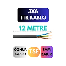 Öznur 3x6 Ttr Kablo Metre Seçenekli Siyah - 12 Metre